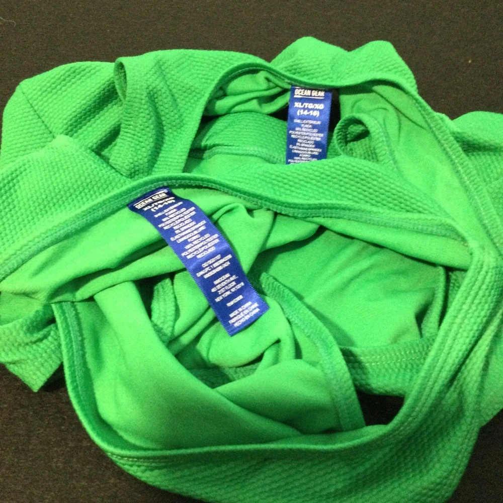 Ocean Gear Green Textured Tank Bikini‎ Set XL 14-16 Textured Swimsuit